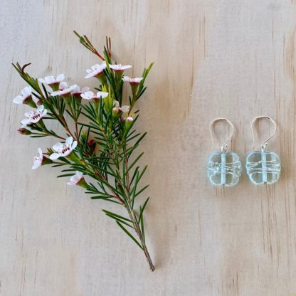 recycled glass earrings, beads made from a wine bottle