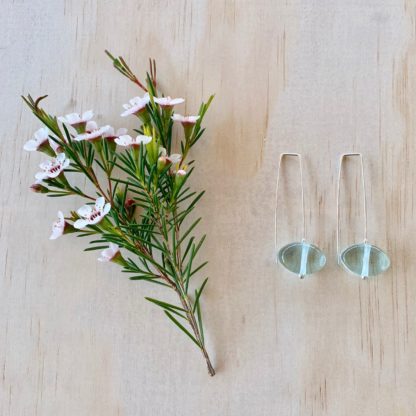 recycled glass earrings, beads made from a wine bottle