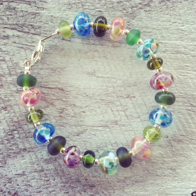 Recycled glass bracelet | beads made from wine bottles from Bethany Wines