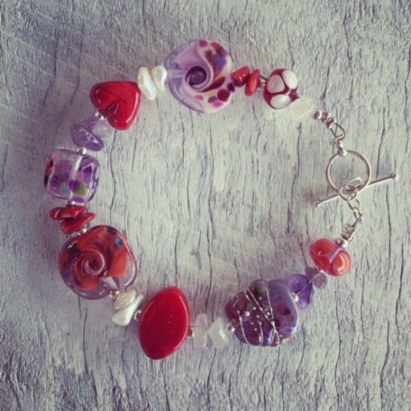 red pink purple bracelet 